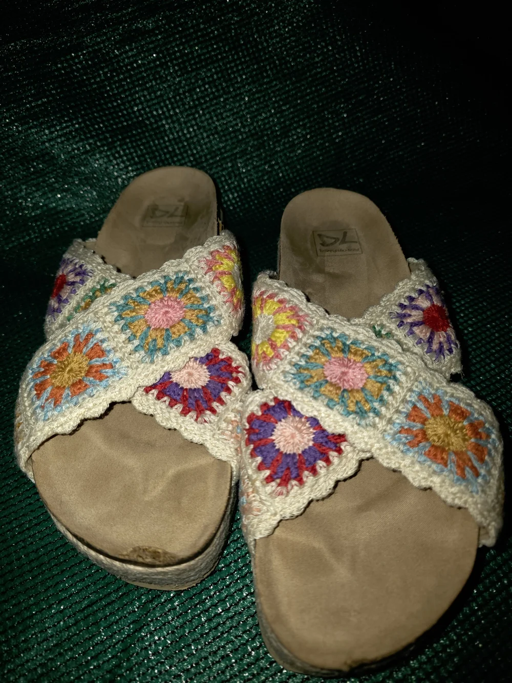 Size 10 Boho Crochet Platform Slide Sandal Summer Shoes